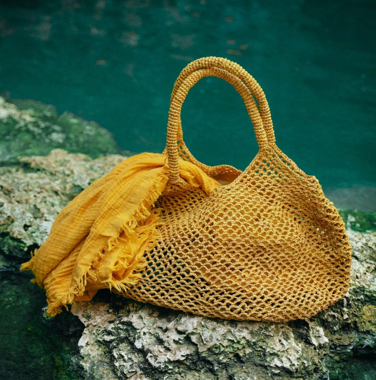Bolso Rafia Ocre