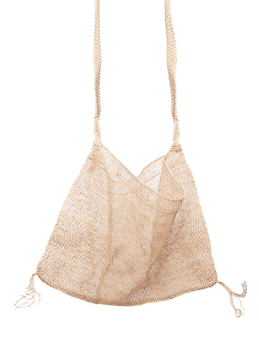 Bolso Kudzu en color natural, tejido a mano en Laos con fibra de vid 100% sostenible y asa larga.