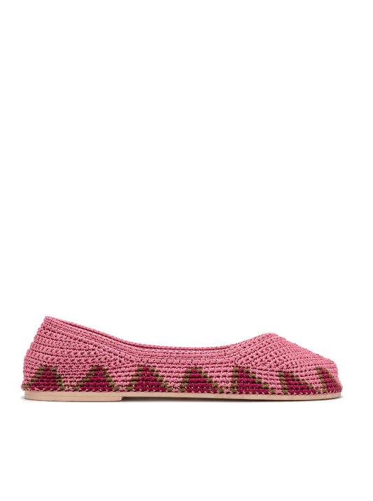 Pink Dune crochet ballet flat without straps by slō hand made 